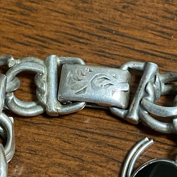 Vintage Sterling Silver Charm Bracelet With Spider Sterling Charm and stone - Picture 5 of 9